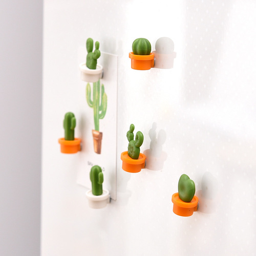 Kitchen sticky notes, cactus refrigerator stickers, succulent green plant message stickers, magnetic cute cartoon magnetic stickers, 6 packs