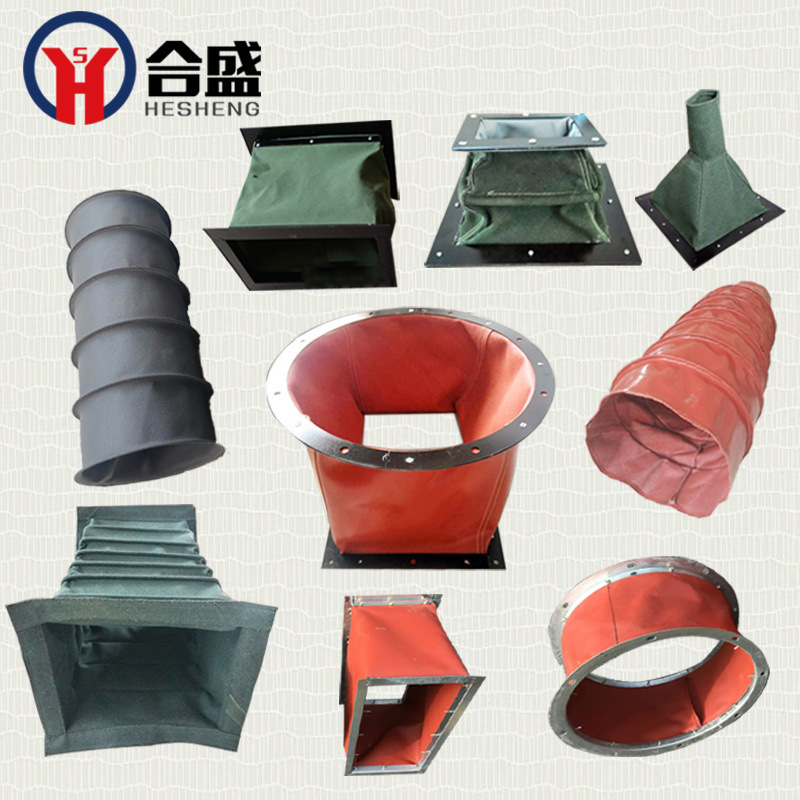 防火帆布软连接耐高温风机软接头油烟机通风软接伸缩梯型排烟风管