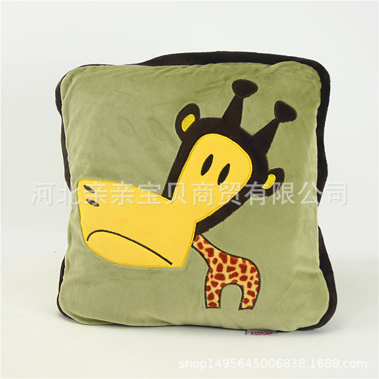 Animal de dibujos animados almohada edredón de doble uso aire acondicionado edredón siesta manta multifuncional coche viaje almohada plegable edredón al por mayor