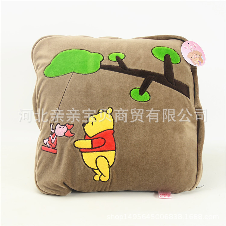 Animal de dibujos animados almohada edredón de doble uso aire acondicionado edredón siesta manta multifuncional coche viaje almohada plegable edredón al por mayor