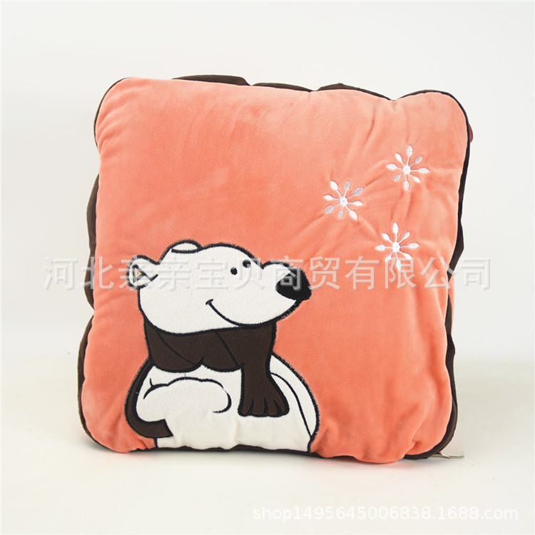 Procesamiento personalizado almohada multifuncional colcha de coral de doble uso mantas de lana de oficina almohada de siesta impresa logotipo