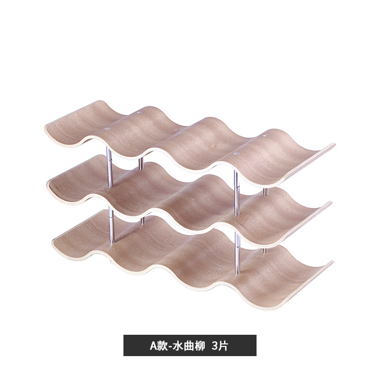 Home Hotel bar estante del vino de madera creativa en forma de onda estante del vino de uva soporte de exhibición de madera maciza botella de vino rack