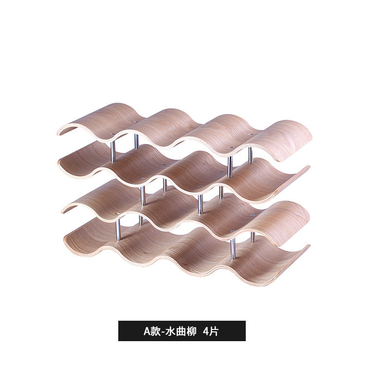 Home Hotel bar estante del vino de madera creativa en forma de onda estante del vino de uva soporte de exhibición de madera maciza botella de vino rack