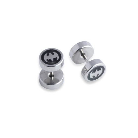 Cross-border supply Korean fashion titanium steel barbell earrings stainless steel silver hipster dumbbell star earrings men wholesale