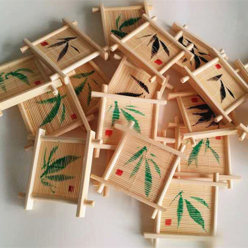 Wholesale bamboo tic-tac-toe coaster insulation pad tea ceremony accessories square coaster saucer tea coaster logo