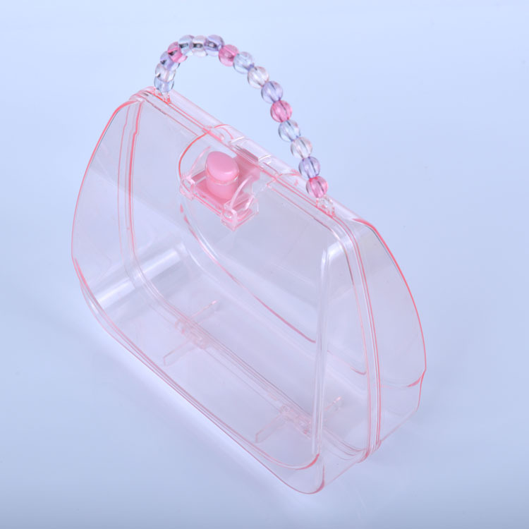 塑胶盒全新ps材质透明化妆盒 彩笔套装盒带珠珠提手塑料包包盒