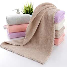 珊瑚绒毛巾素色洗脸面巾柔软吸水礼品家用不易一件代发