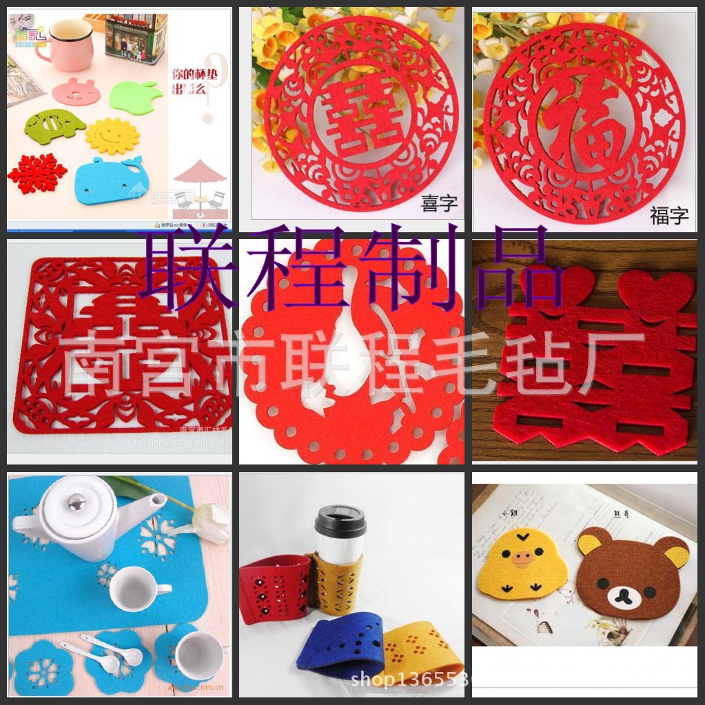 新款亚马逊毛毡餐垫桌垫各种花型隔热垫防滑耐热桌垫可定毛毡餐垫