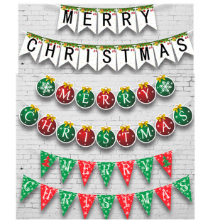 merry christmas christmas garland flag christmas tree triangle flag Garland party celebration triangle flag