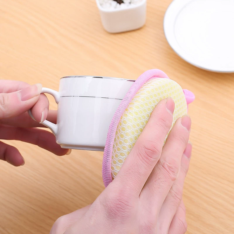 Независимая упаковочная круглая двусторонняя губка для мытья посуды, мытьё посуды, вытирает посуду, не липнет к маслу