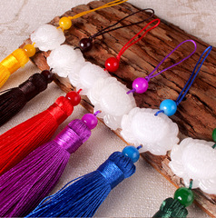 Manufacturer wholesale jade piece tassel 12cm fan hanging tassel white jade double-sided lotus tassel tassel cheongsam lantern tassel