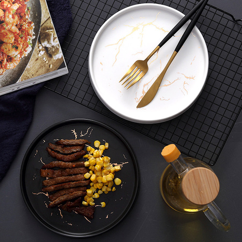 Nordic-style marble plate home ceramic dinner plate Western-style plate steak plate breakfast plate jewelry plate storage tray