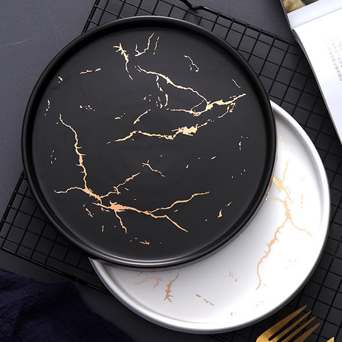 Nordic-style marble plate home ceramic dinner plate Western-style plate steak plate breakfast plate jewelry plate storage tray