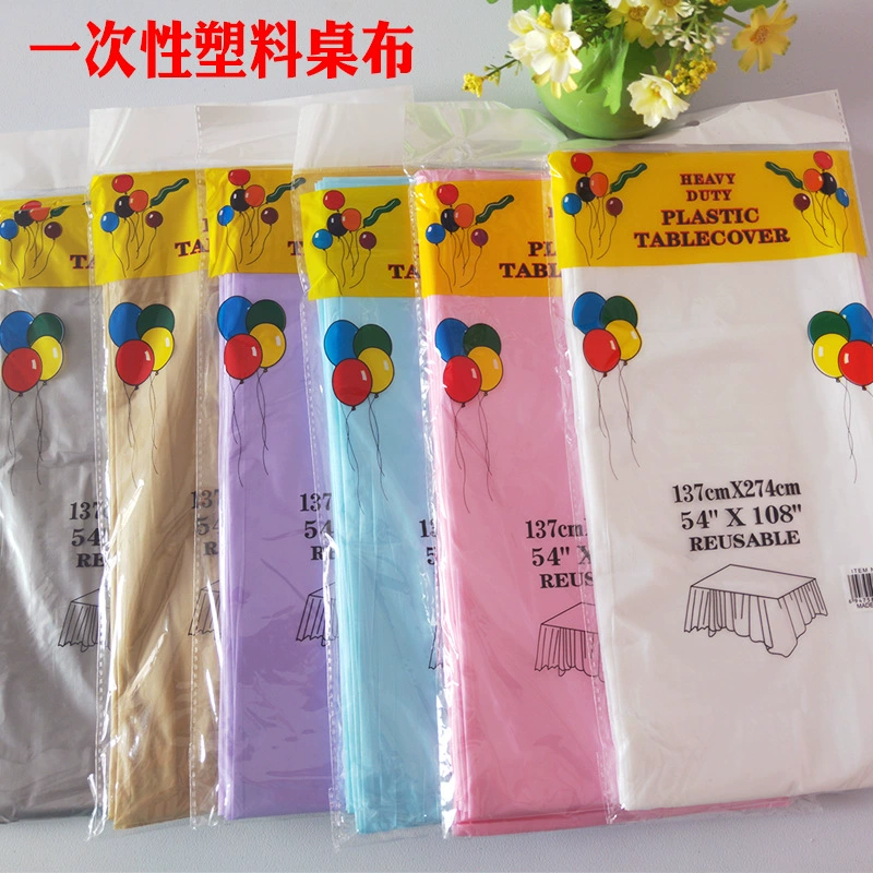 Заводская поставка одноразовой праздничной скатерти PE пластиковая ткань день рождения десертный стол сплошной цвет скатерть 137*274 см