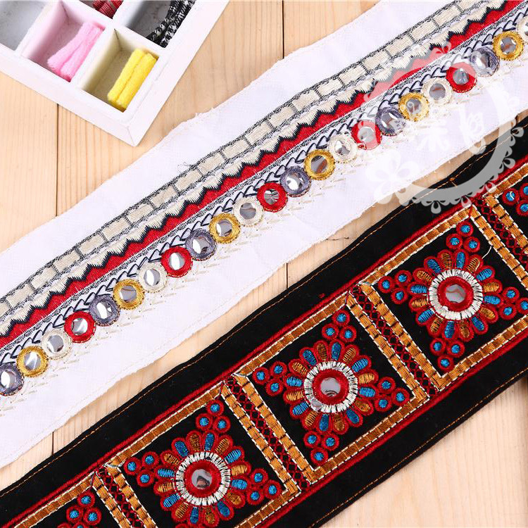 民族风复古花边欧美绣花边刺绣窗帘刺绣服饰装饰辅料供应