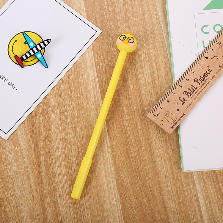 Creativo de dibujos animados cabeza de silicona pato gel pluma estudiante fresco Oficina firma pluma lindo aprendizaje papelería pluma de agua