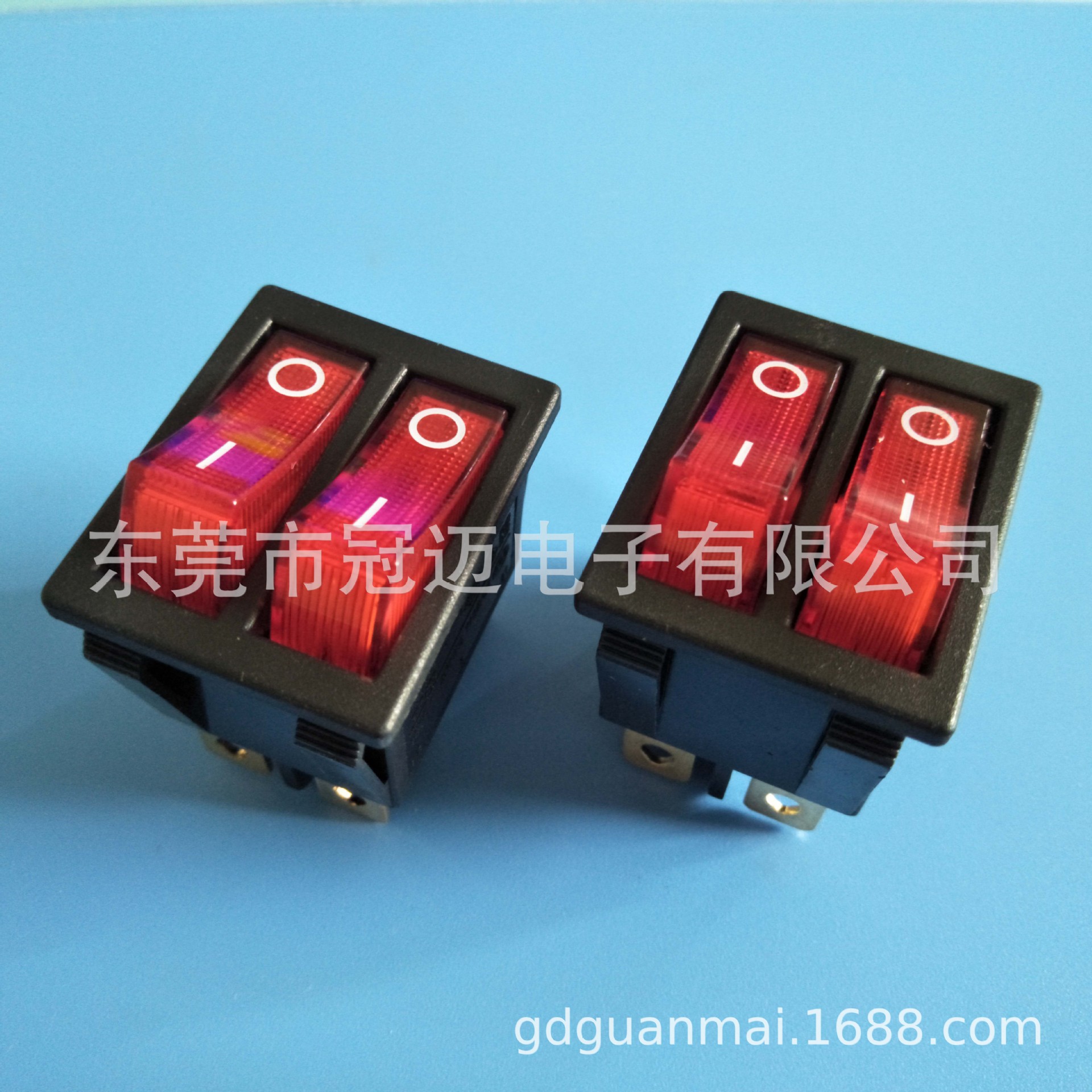 32*25方形双排船型 大电流开关 带灯六脚二档 RS606系列 带认证