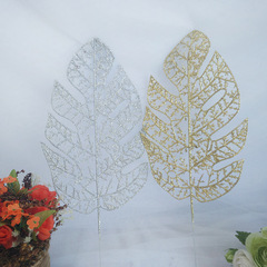 絲網配件龜背葉35cm 高檔精緻聖誕葉金粉多彩聖誕裝飾品 插花配件