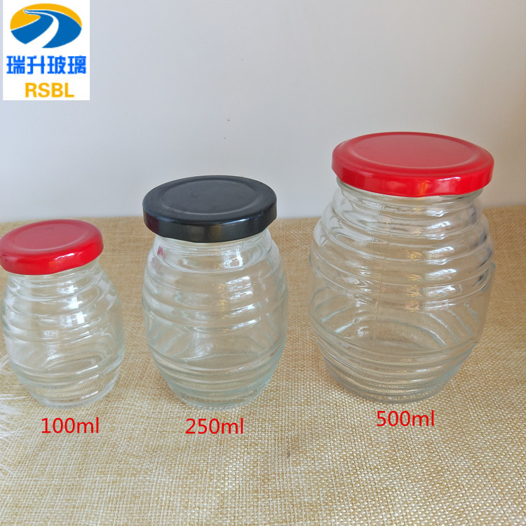 批发螺纹蜂蜜瓶250g/500g蜂蜜马口铁盖密封蜂蜜罐 燕窝瓶