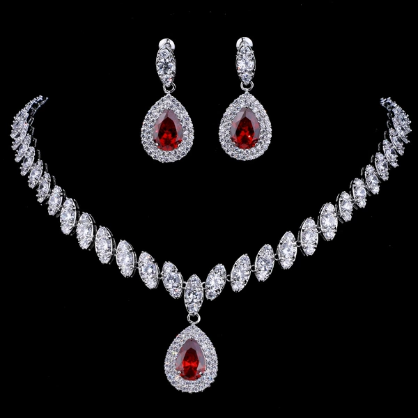 Red Diamond-earrings+necklace