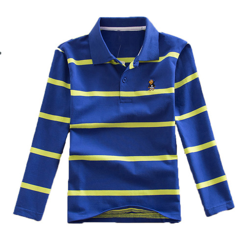 bala children girls boys T-shirt long-sleeved spring and autumn POLO shirt large, medium and small children 100 pure cotton long-sleeved stripes