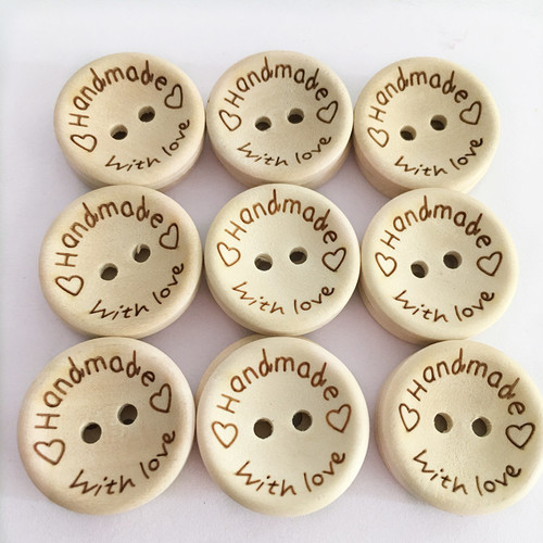 Cross-border bowl-shaped carved handwithlove creative handmade wooden buttons
