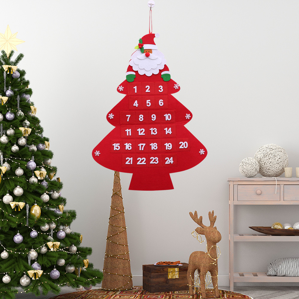 Christmas Hot Countdown Calendar Pendant Cartoon Old Man Tree Calendar Felt Calendar Hanging Ornaments_voghion.com