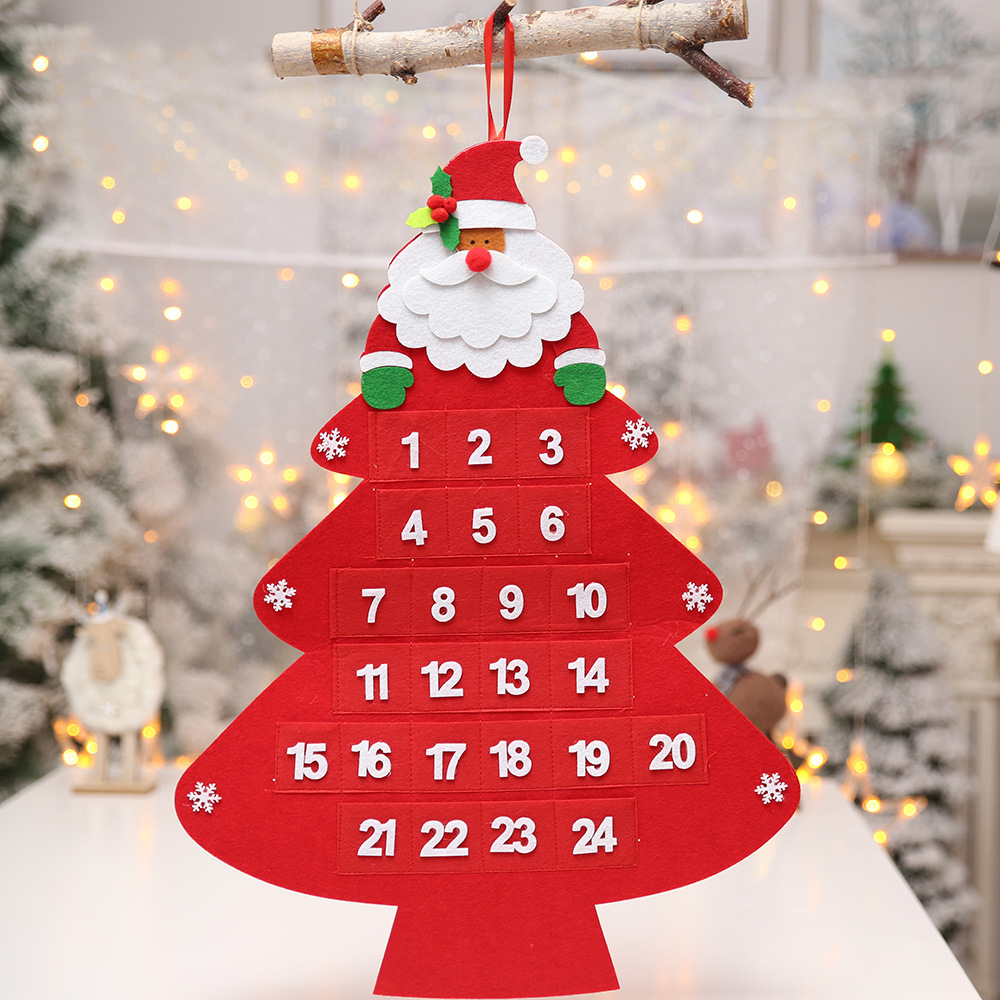 Christmas Hot Countdown Calendar Pendant Cartoon Old Man Tree Calendar Felt Calendar Hanging Ornaments_voghion.com