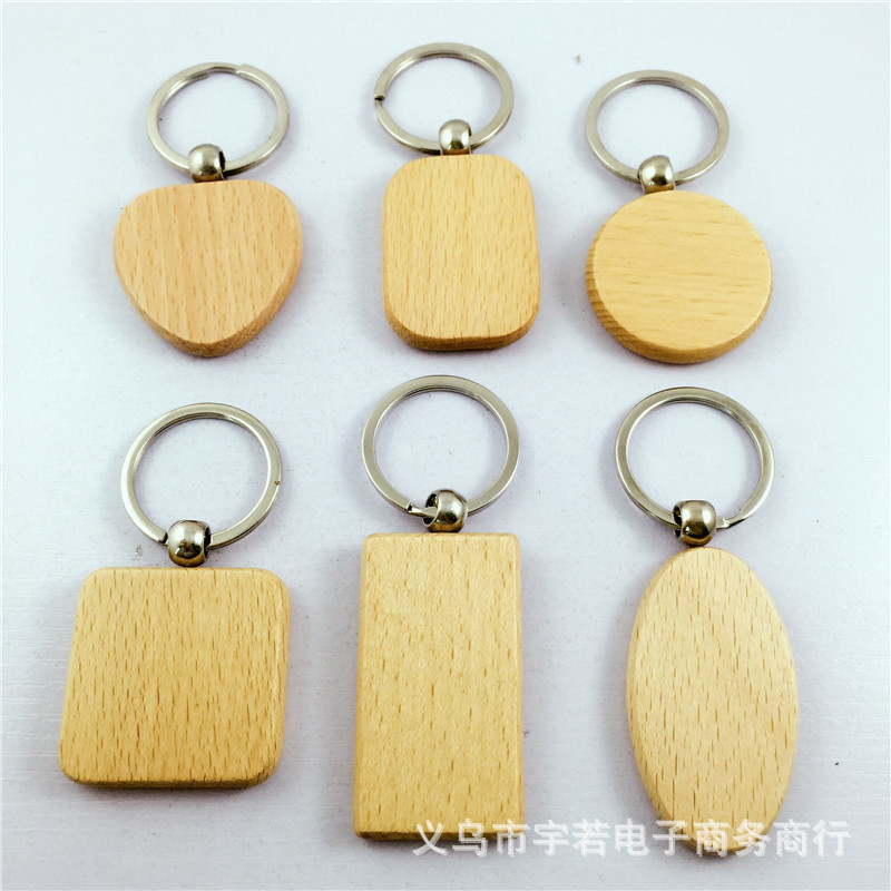 Beech Wood Keychain Creative Wood Keychain Square Round Oval Number Plate Graduation Gift