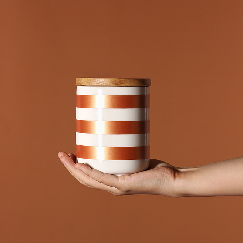 Nórdico simple geométrico negro frasco de almacenamiento sellado cerámica cocina almacenamiento café merienda té tarro con tapa