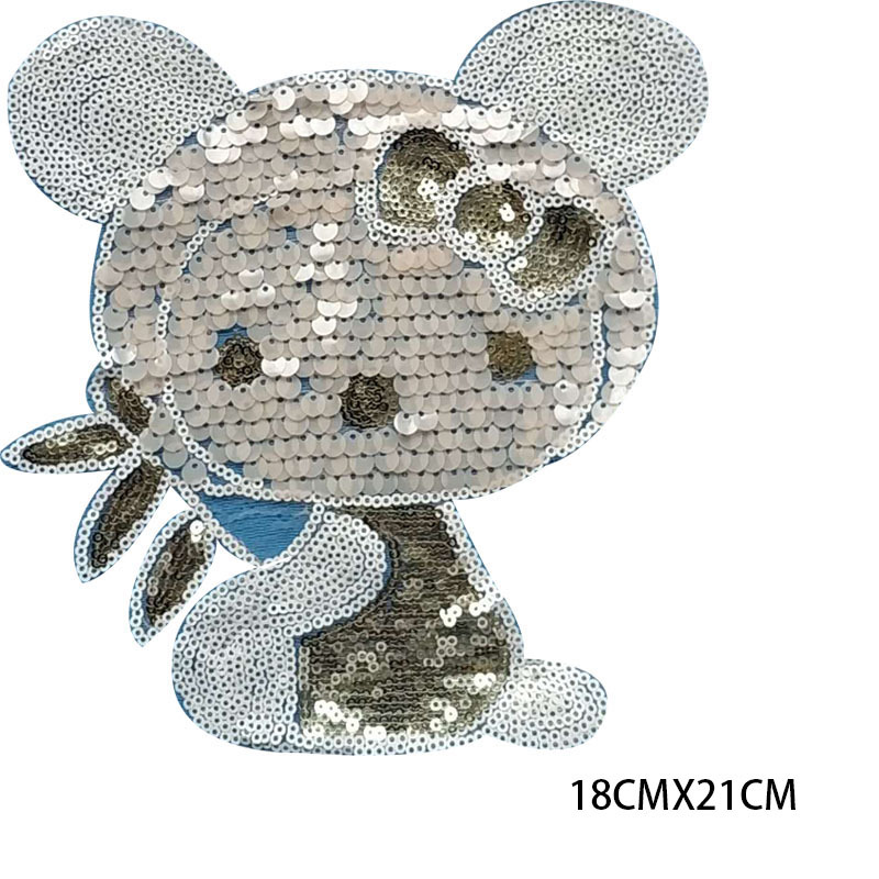 竹叶熊亮片布贴 刺绣珠片布贴 衣服补丁贴 动物贴布绣花边辅料