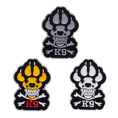 PVC Dropped K9 Paw Print, Crossed Leg Bones, Bravery Velcro Patch, Military Dog Magic Tape Arm Band