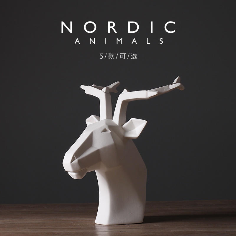Resumen nórdico animal blanco ciervo cabeza decoración moderno minimalista Hotel suave decoración modelo habitación decoración interior