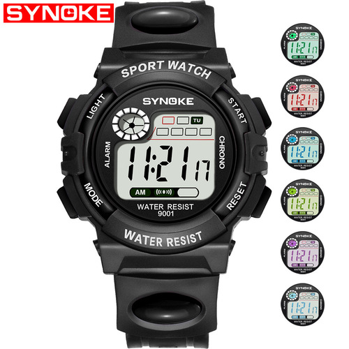 Shinuo Factory Direct Sales Student Outdoor Sports Multi-Function Alarm Clock Colorful Night Light Electronic Watch Waterproof for Boys and Girls