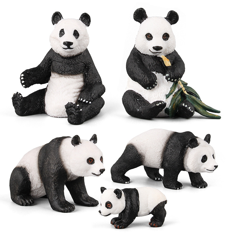 Transfronterizo Amazonas Simulación infantil bosque modelo animal juguete Panda modelo animal decoración creativa conjunto de 7 piezas
