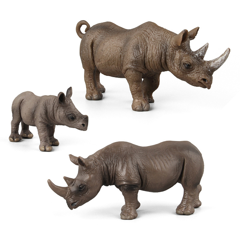 Exportación transfronteriza Amazon simulación de los niños bosque animal juguete sólido rinoceronte modelo creativo cognitivo adornos