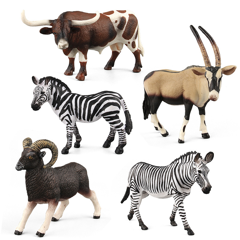 Transfronterizo de exportación de la venta caliente de los niños de simulación de bosque animal modelo de juguete antílope africano cuernos bisonte adornos animales