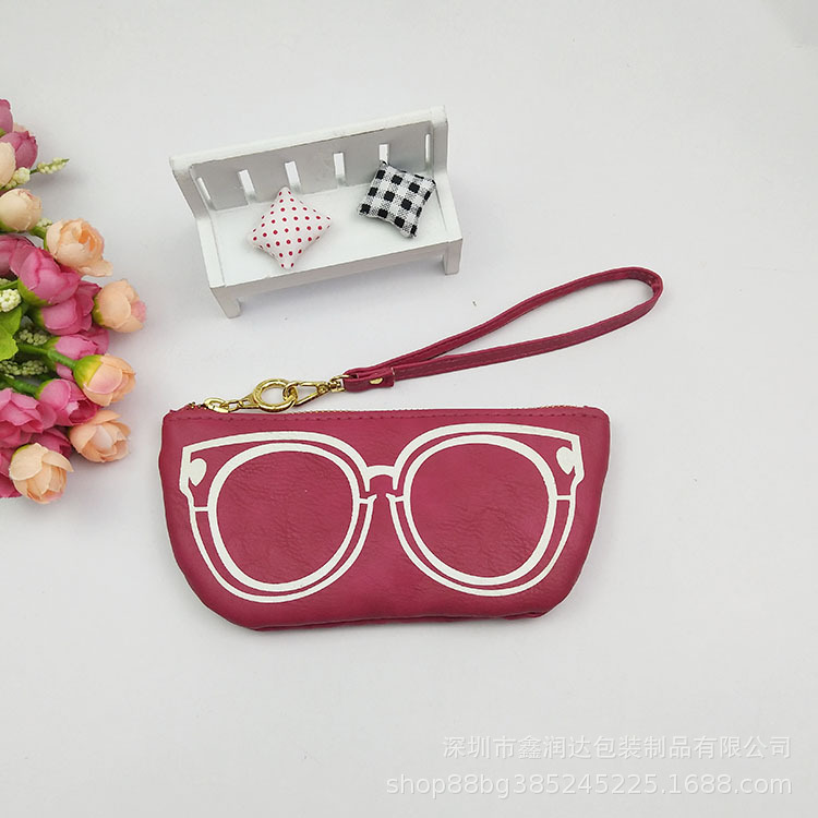 厂家生产眼镜盒PU皮革眼镜袋时尚眼镜包皮质拉链包可印LOGO