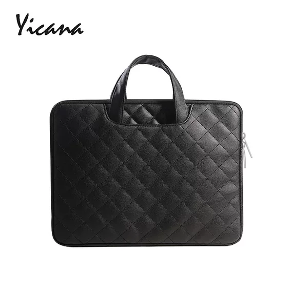 PU soft leather notebook rhombus laptop bag PU tablet bag embroidery computer bag