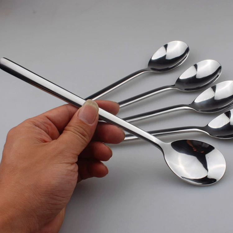 Korean cuisine stainless steel rice spoon Korean -style Mimo long -handle large round spoon tableware squeeze soup and soup soup