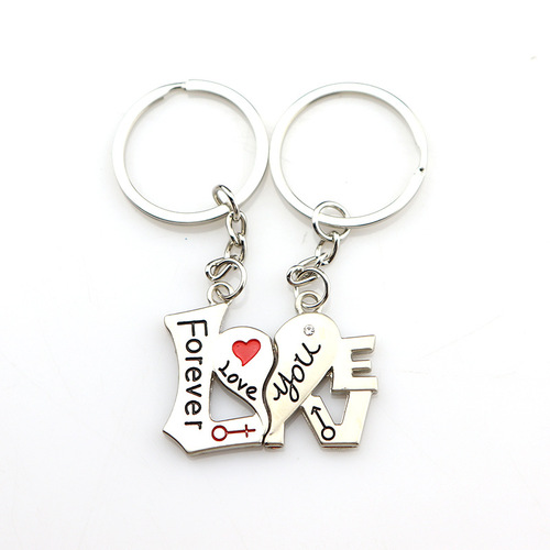 Black and White Love Cat Keychain Customized Heart to Heart Splicing I Love You Keychain Envelope Keychain Pendant