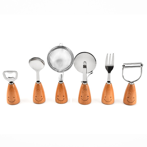 Smiley Face Kitchenware Set DIY Baking Set Beech Smiley Face 11-piece Kitchen Gadget Set Fork Spoon Spatula