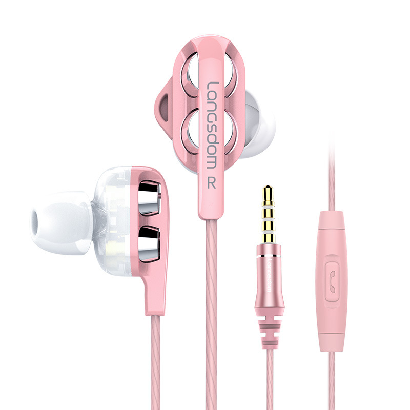 Audífonos Intrauditivos Lansdon D4 con Cable, Dinámicos Duales, con Micrófono para Llamadas de Alta Definición, Deportes, Música y Juegos.