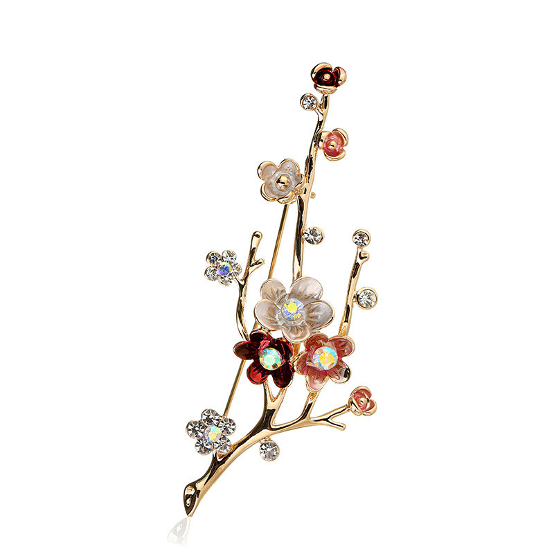 韓国の金色のレトロで優雅な花の胸の花はファッションの合金を組み合わせてダイヤモンドのブローチの女性の服を入れてアクセサリーを配合します。|undefined