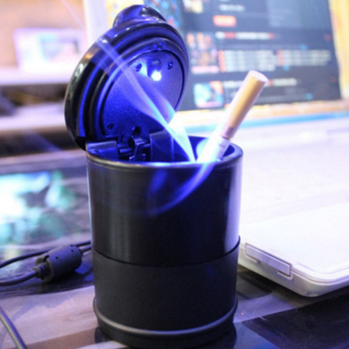 Car ashtray, car interior accessories, car LED with light, plastic, portable, personalized, creative, high temperature resistant, with lid