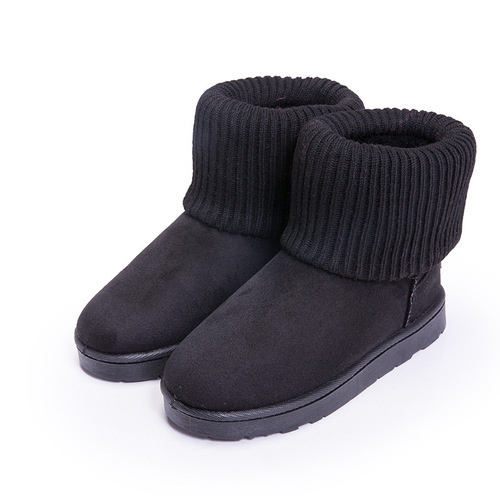 Foreign trade Korean version of fashionable knitted wool cuffed cotton boots and cotton shoes Fashion snow boots and cotton shoes manufacturers wholesale supply