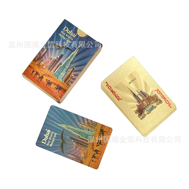 Золотая фольга игральные карты Дубай Пейзаж Туризм игральные карты Золотая фольга ПЭТ водонепроницаемый покер золотые игральные карты