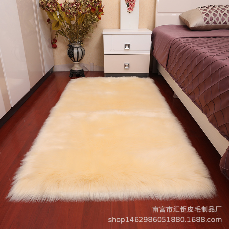 Alfombra transfronteriza para el hogar de Amazon Alfombra de felpa blanca Alfombra lateral de cama Manta de mesa de centro de sala de estar de felpa de oveja de imitación artificial