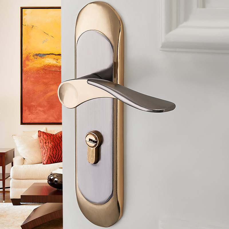 Cerradura de pomo para puerta de madera interior de aleación de aluminio, estilo minimalista, para hogar/dormitorio, hardware, venta al por mayor de cerraduras para puertas.