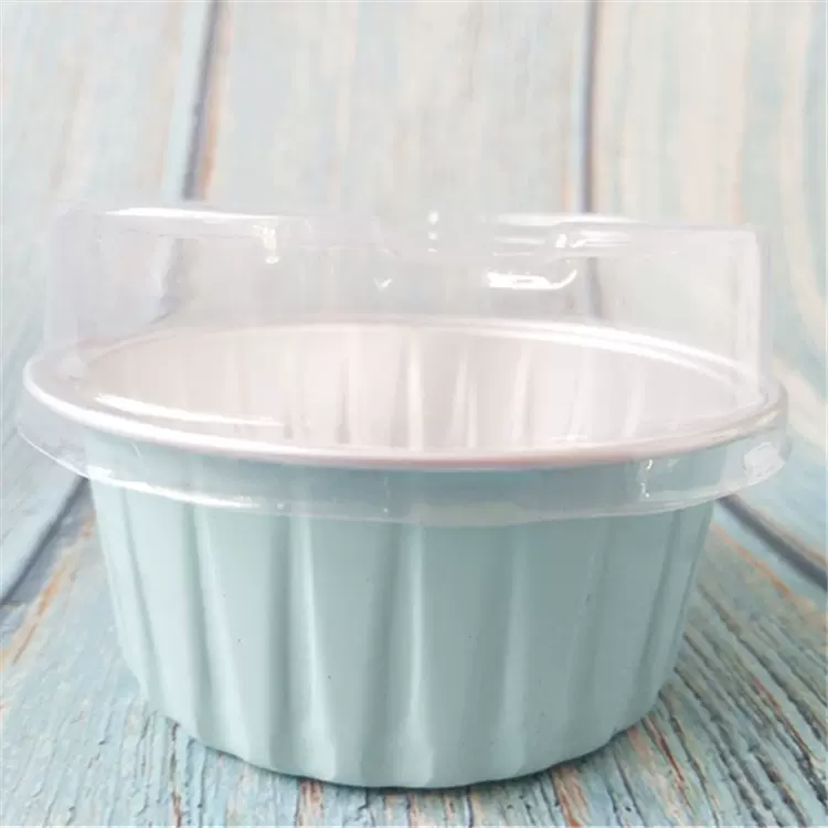 圆形铝箔耐烤杯 125ml锡纸杯 蛋糕烘焙盒提拉米苏杯慕斯杯含盖